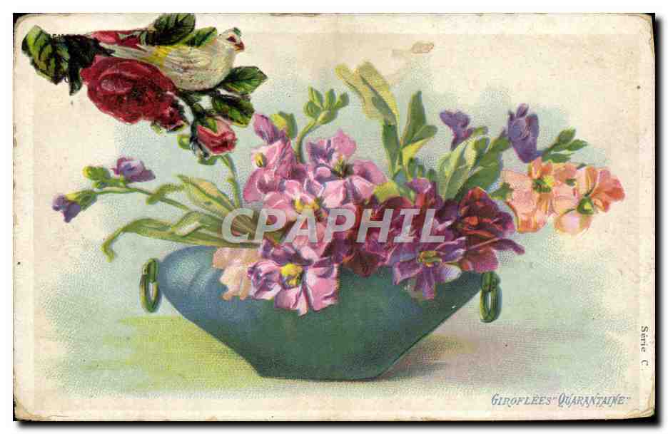 CPA Fantaisie Fleurs Giroflees