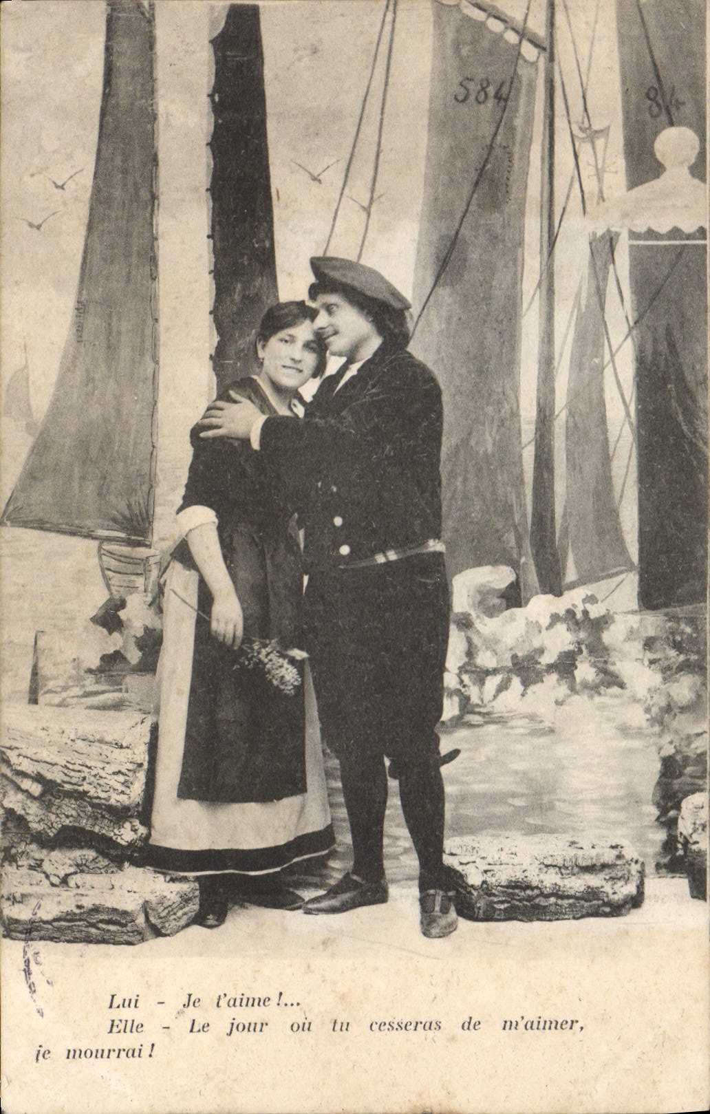 Amour maritime — scène de théâtre — éditeur inconnu, n° de série 584