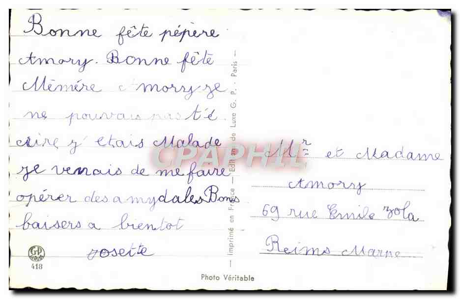 CPA Fantaisie Enfant  — Rückseite