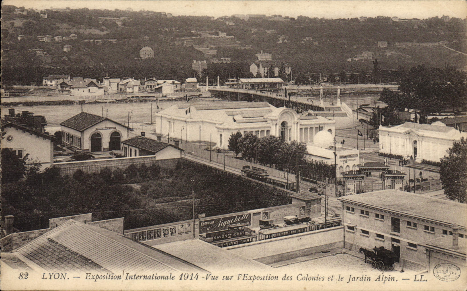 LYON — Exposition Internationale 1914 — Vue sur l'Exposition des Colonies et le Jardin Alpin — LL.