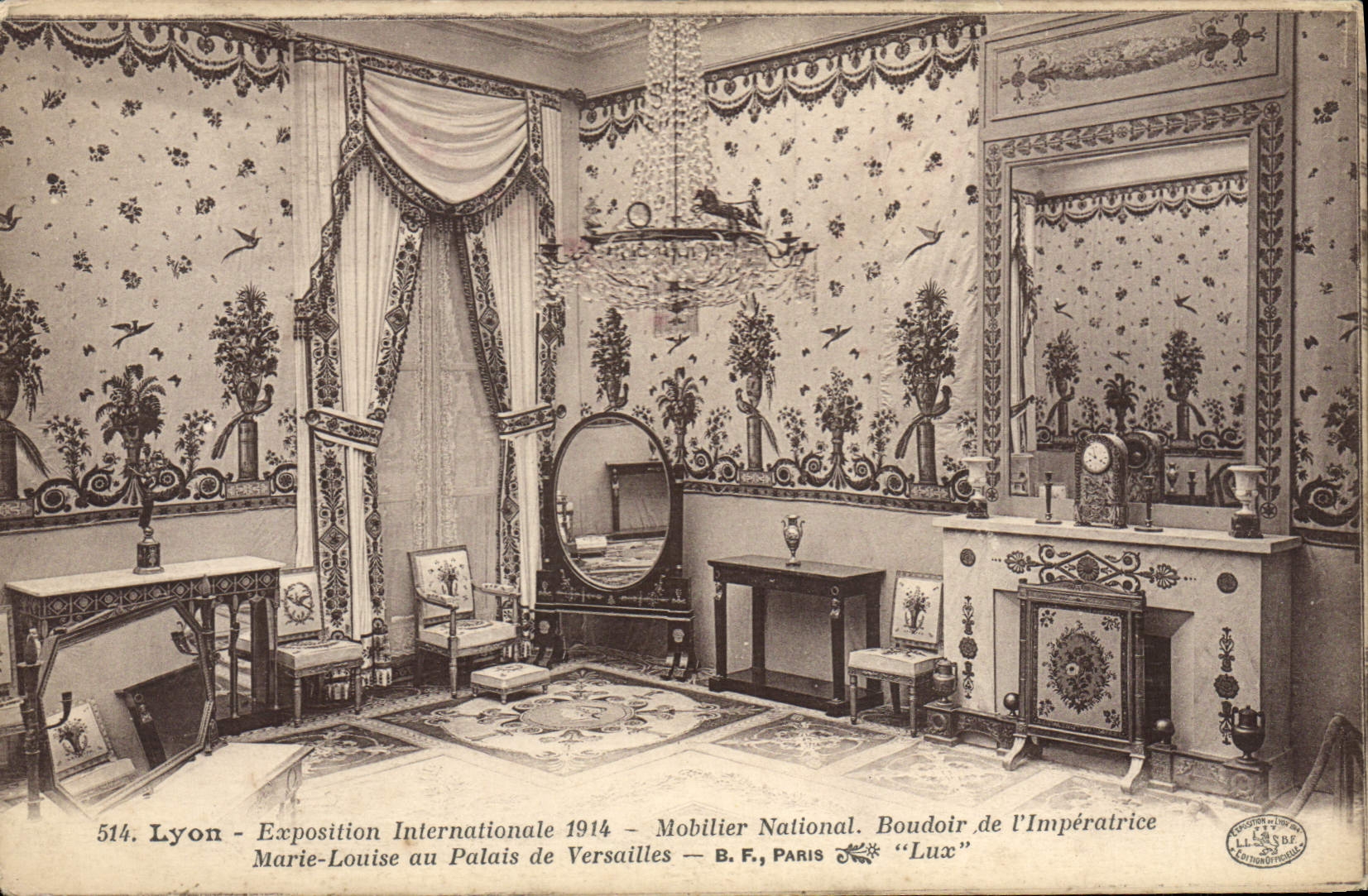 Boudoir der Kaiserin Marie-Louise — Internationale Ausstellung 1914 — Nationalmöbel — B.F., PARIS — "Lux"