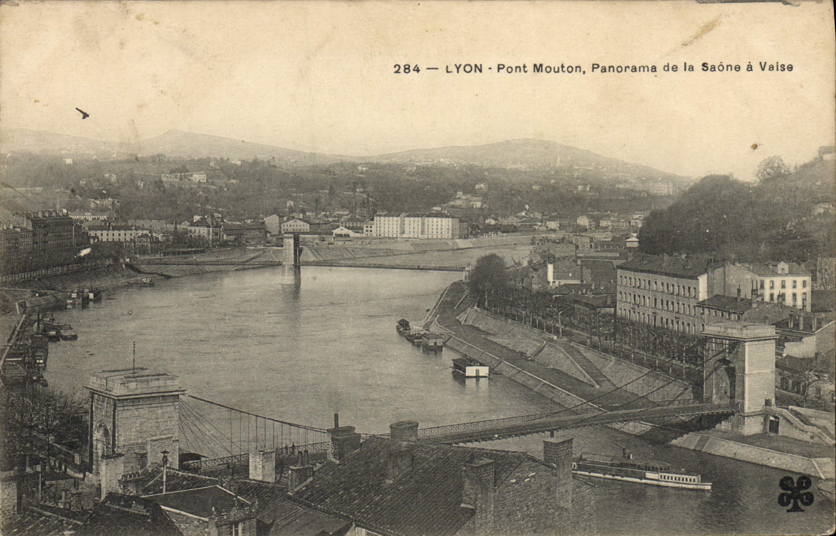 LYON - Pont Mouton, Panorama der Saône bei Vaise — unbekannter Verlag, Seriennummer 284