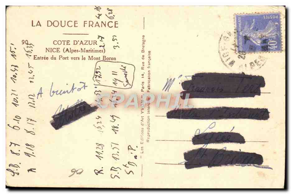 CPA Nice Entree Du Port Vers Le Mont Boron — Reverso