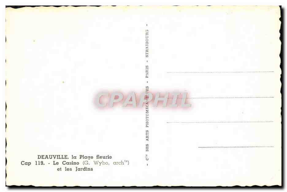 Deauville, la Plage fleurie et le Casino — G. Wybo, architecte — Cap 119 — Verso