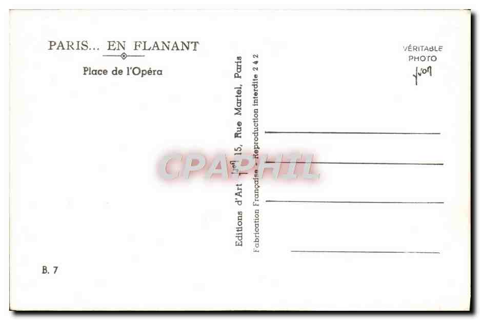 CPM Paris En Flanant Place De I'Opera — Rückseite