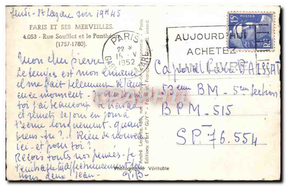 CPM Paris Et Ses Merveilles Rue Soufflot Et Le Pantheon — Verso