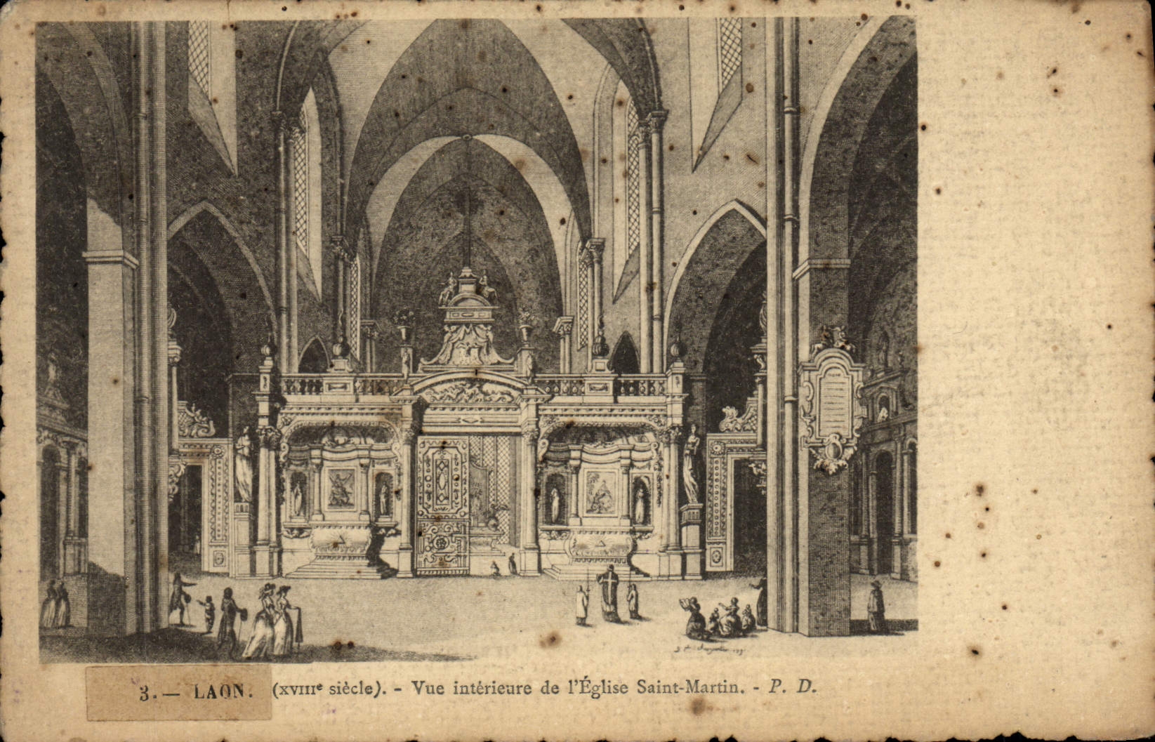 Laon — Vue intérieure de l'Église Saint-Martin (xviii° siècle) — P. D.
