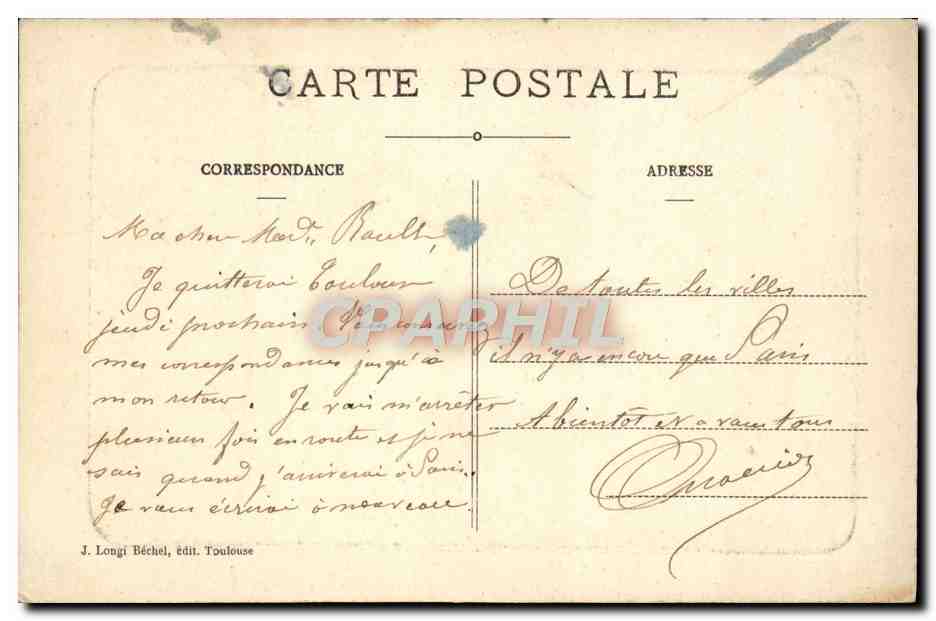 CPA Toulouse Donjon du Capitole — Verso