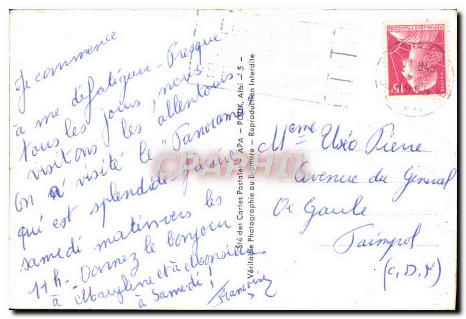CPA Lourdes Bernadette Soubirous — Verso