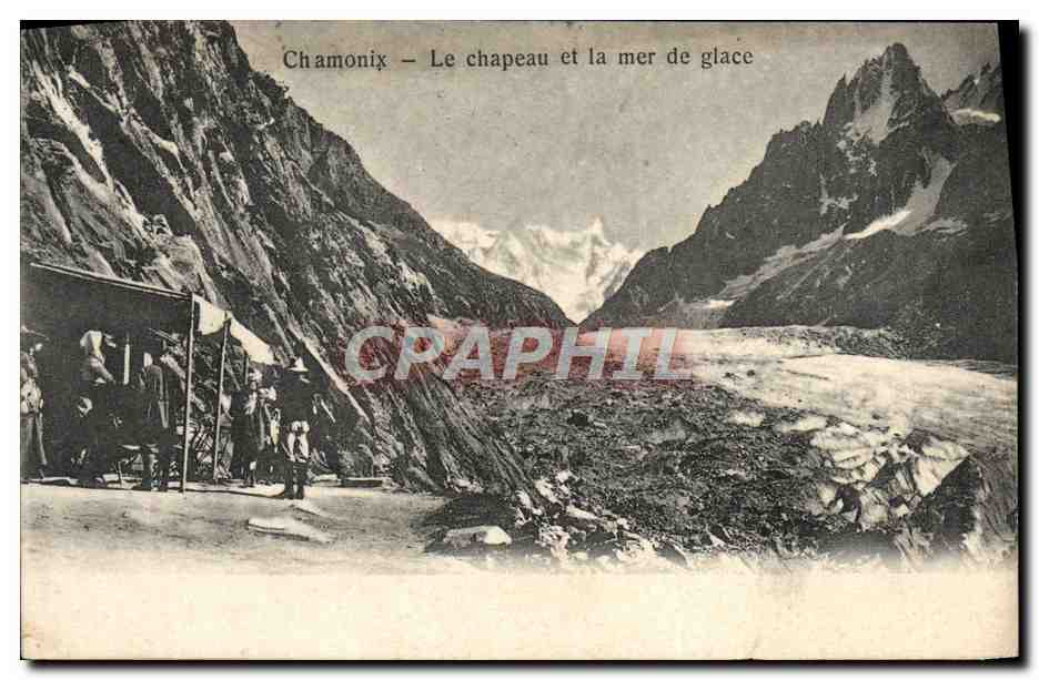 Chamonix — Le chapeau et la mer de glace — CPAPHIL