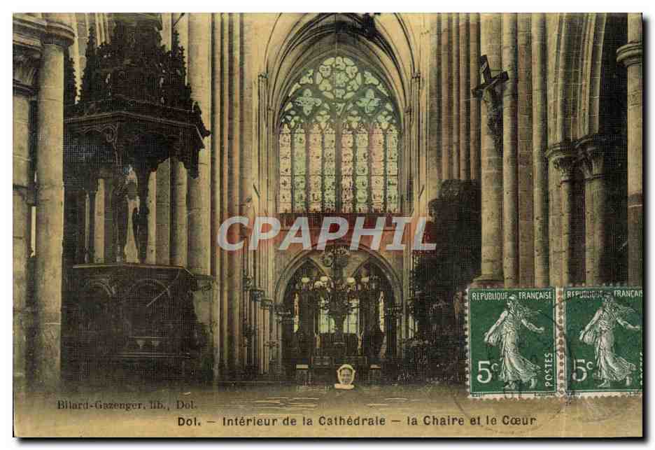 Dol - Intérieur de la Cathédrale — la Chaire et le Cœur — Bilard-Gazenger, lib. Dol