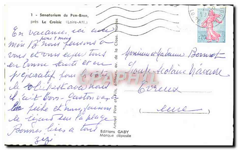 CPM Sanatorium de Pen Bron pres Le Croisic — Rückseite