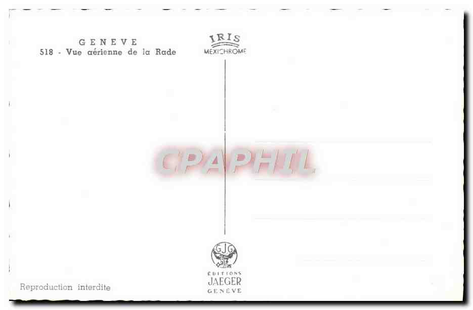 CPM Geneve Vue Gerienne de la Rade — Rückseite