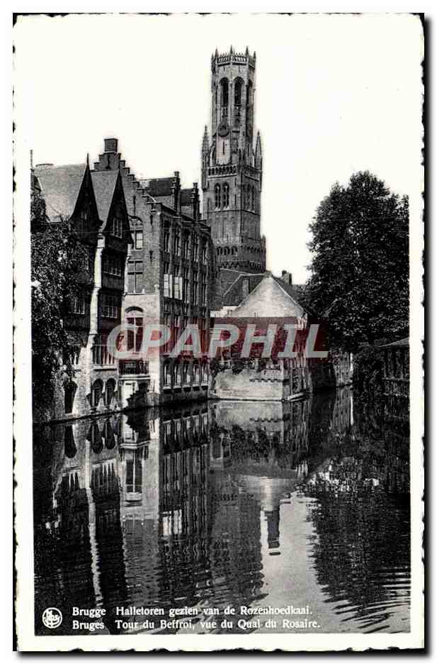 CPM Bruges Tour du beffroi vue du quai du rosaire