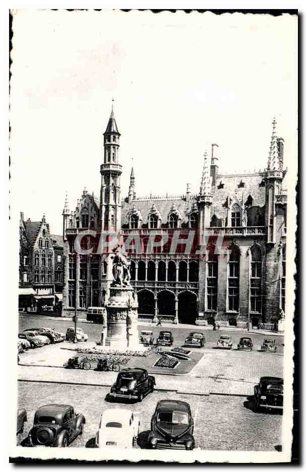 Bruges - Grand'Place et Statue J. Breydel et P. De Coninc.