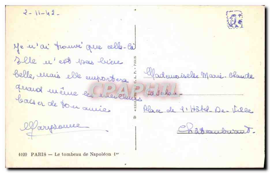 CPM Paris Le Tombeau De Napoleon 1er — Rückseite