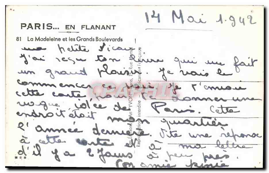 CPM Paris La Madeleine Et Les Grands Boulevards — Rückseite