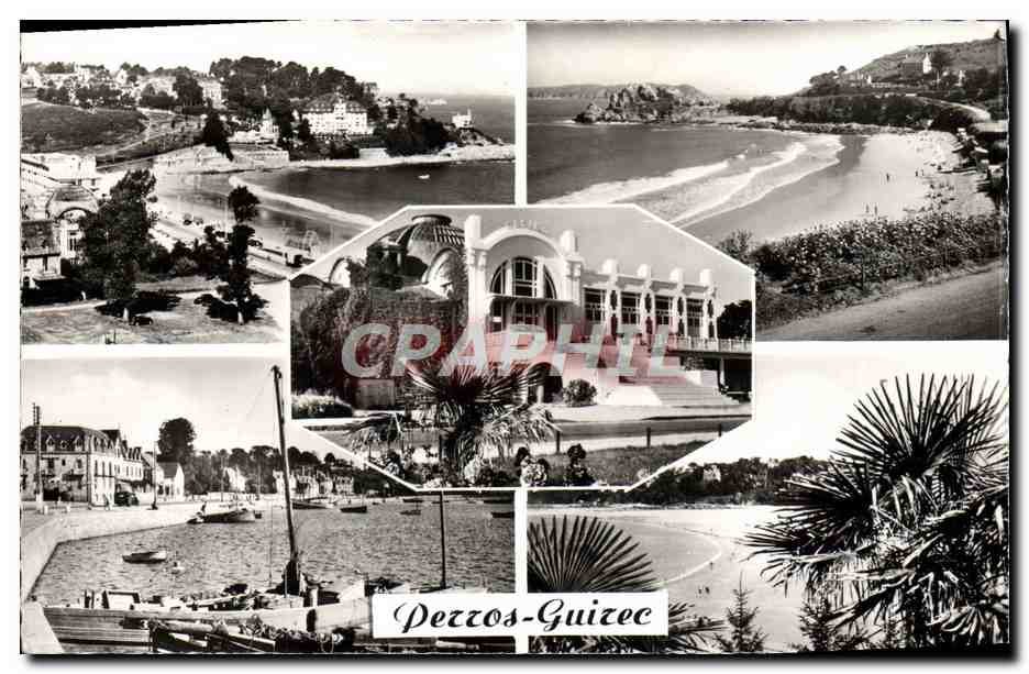 Perros-Guirec — vue panoramique du port, du casino et de la plage — éditeur : Cie des Arts Photographiques