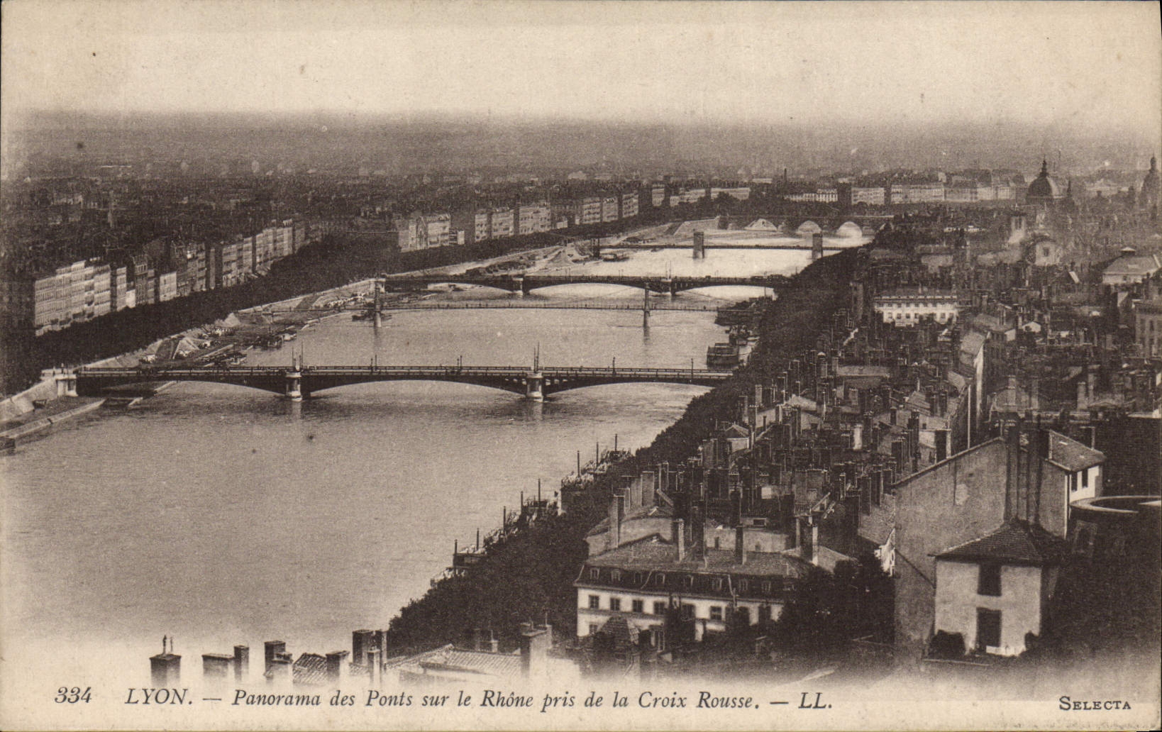 CPA Lyon Panorama Des Ponts Sur Le Rhone pris de la Croix Rousse