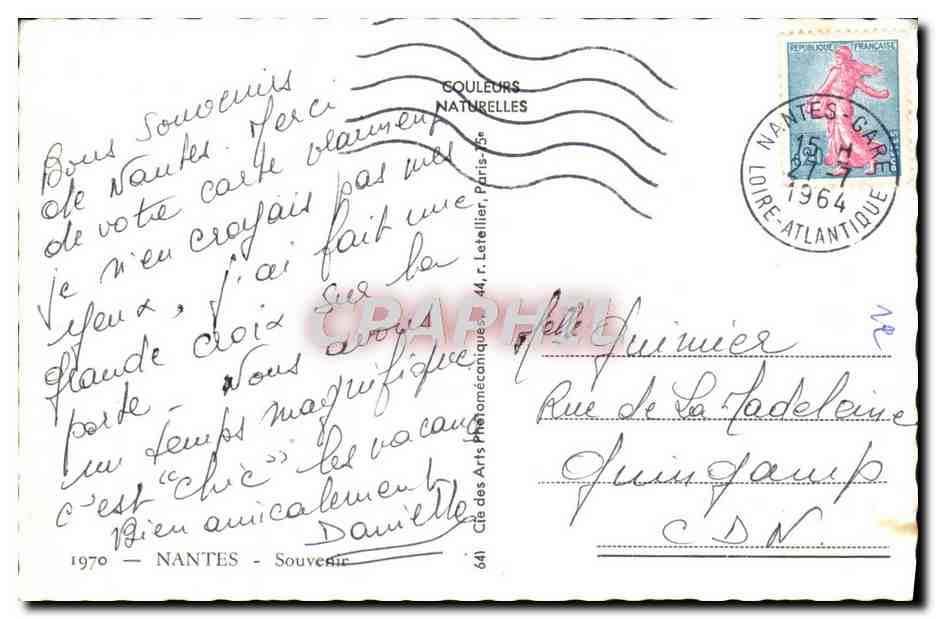 CPM Souvenir De Nantes Le theatre Rue du calvaire Place Royale La cathedrale — Verso