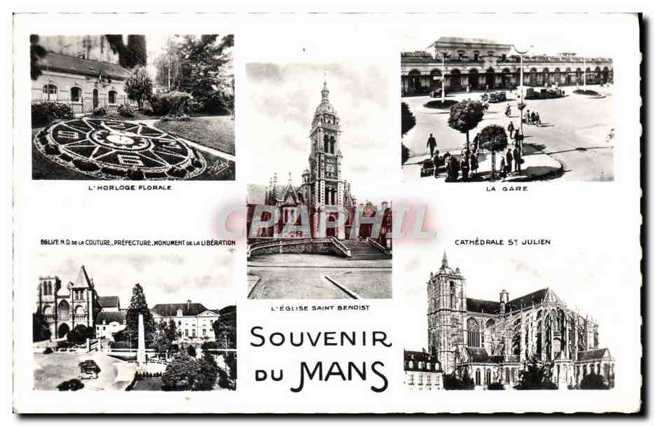 CPM Souvenir Du Mans Horloge florale La gare St Julien