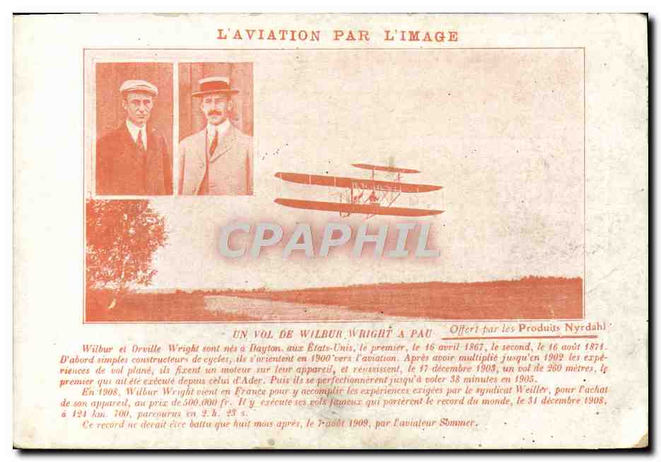 CPA Aviation Avion Un vol de Wilbur Wright a Pau Publicite Elixir Nyrdahl