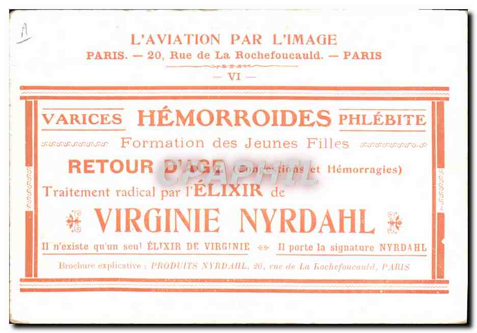 CPA Aviation Avion Un vol de Wilbur Wright a Pau Publicite Elixir Nyrdahl — Rückseite