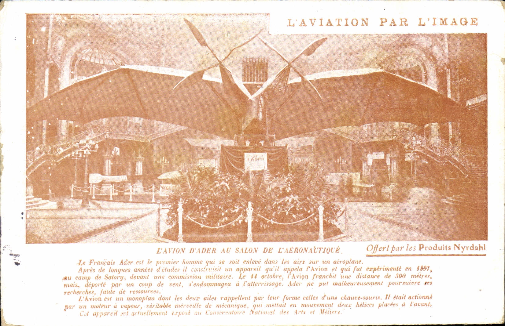 CPA Aviation Avion L'avion d'Ader au salon de l'aeronautique Publicite Nyrdahl