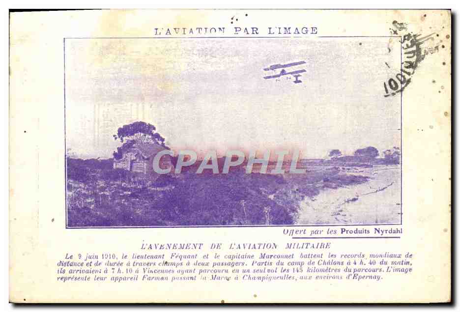 CPA Aviation Avion Algarine Avenement de l'aviation militaire lieutenant Fequant Capitaine Marconnet 
