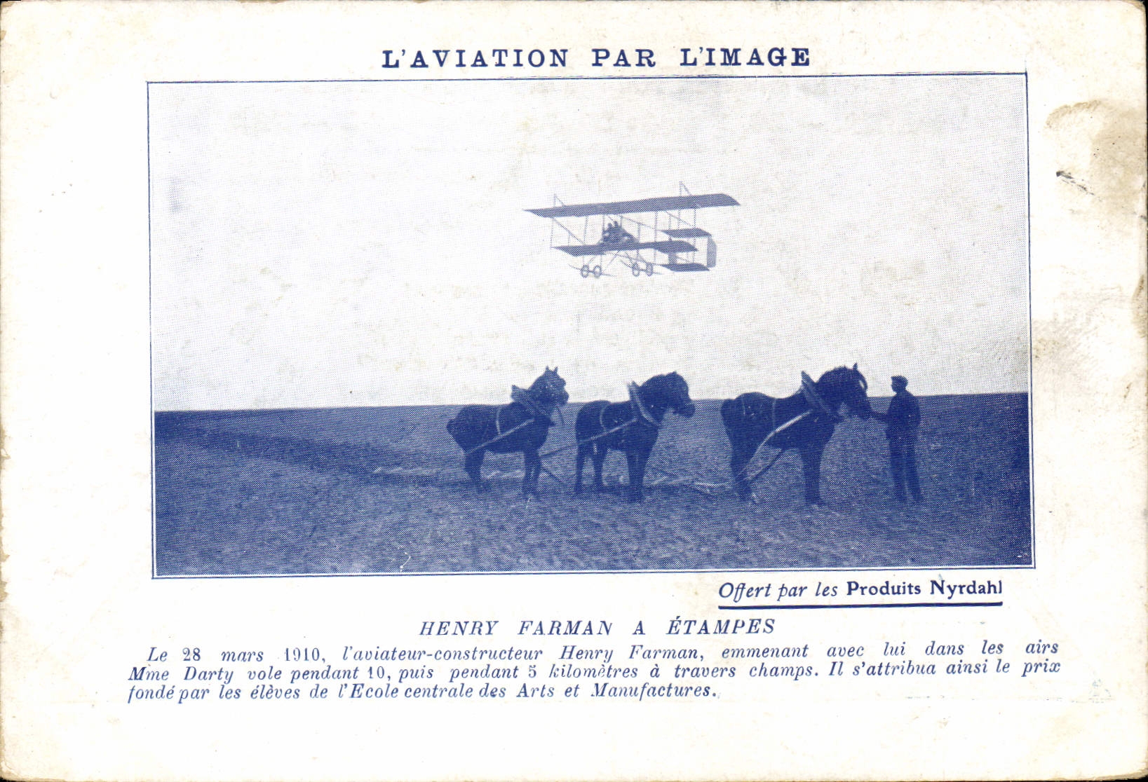 CPA Aviation Avion Henry Farman a Etampes Chevaux de trait 