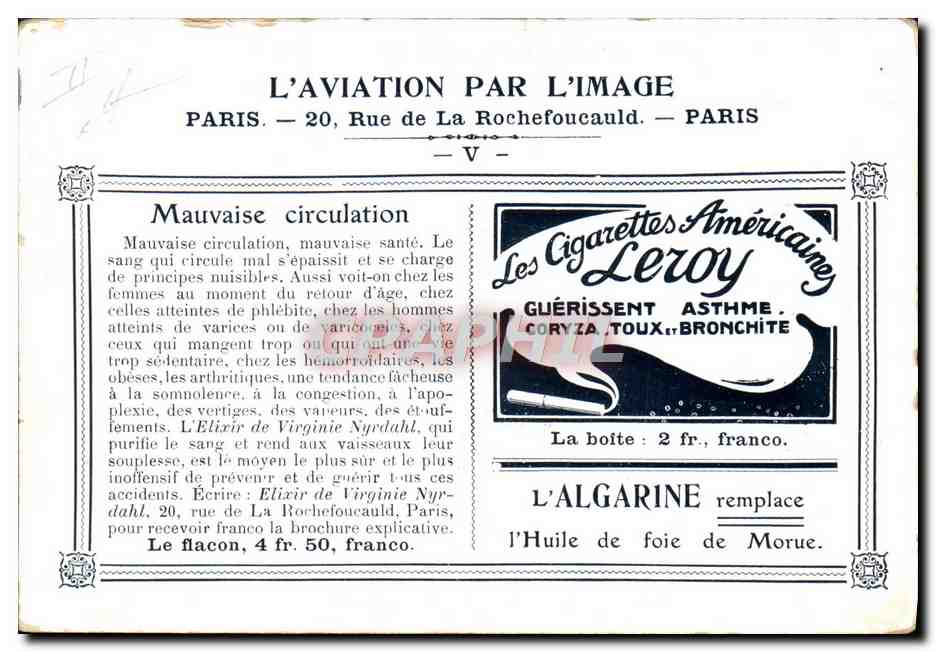 CPA Aviation Avion Biplan Voisin — Rückseite