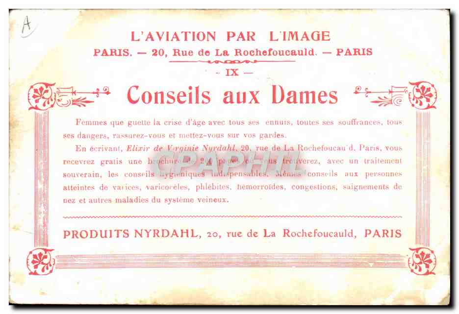 CPA Aviation Avion La traversee de la Manche Nyrdahl  — Rückseite
