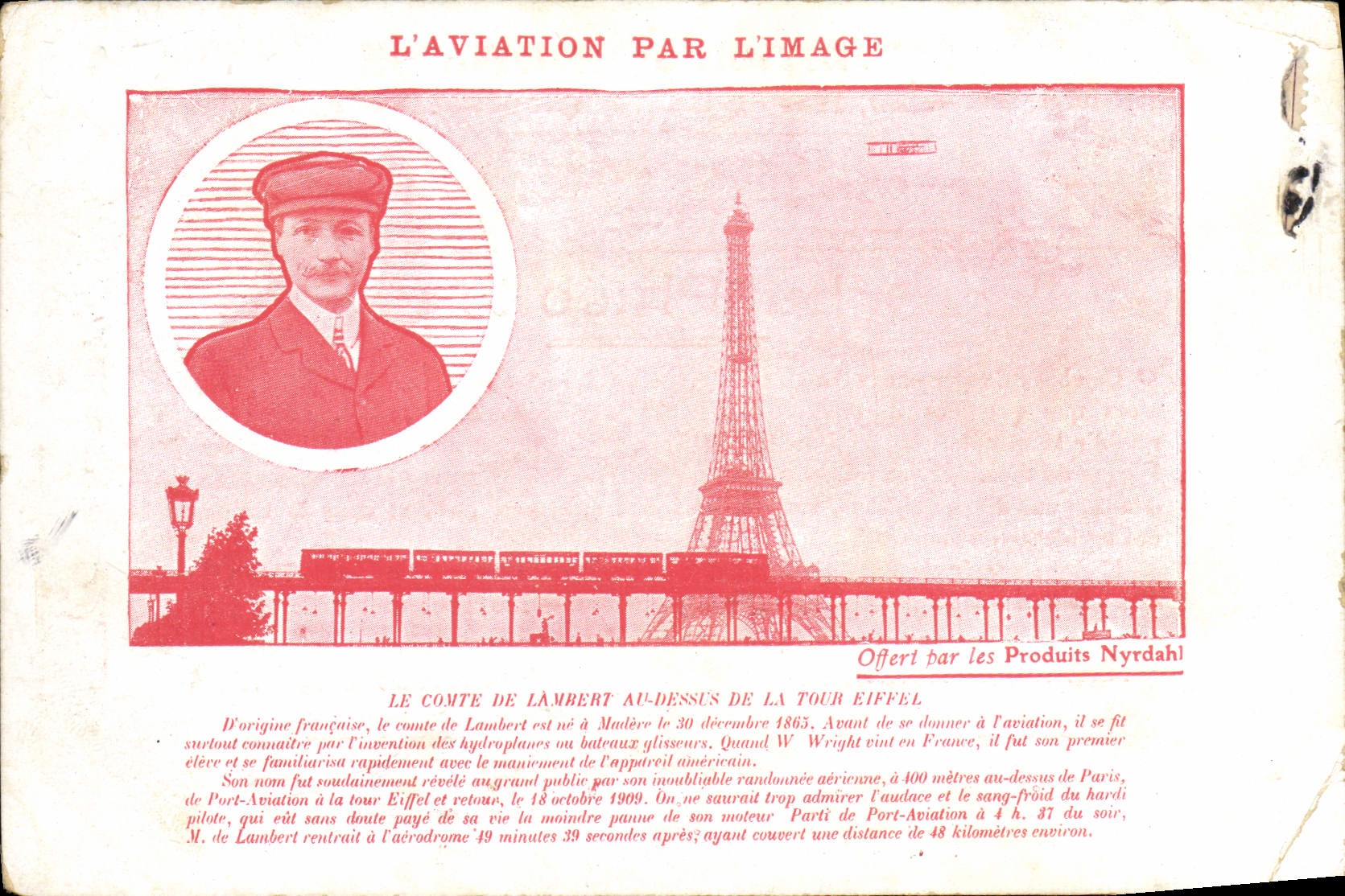 CPA Aviation Avion Le comte de Lambert au dessus de la Tour Eiffel
