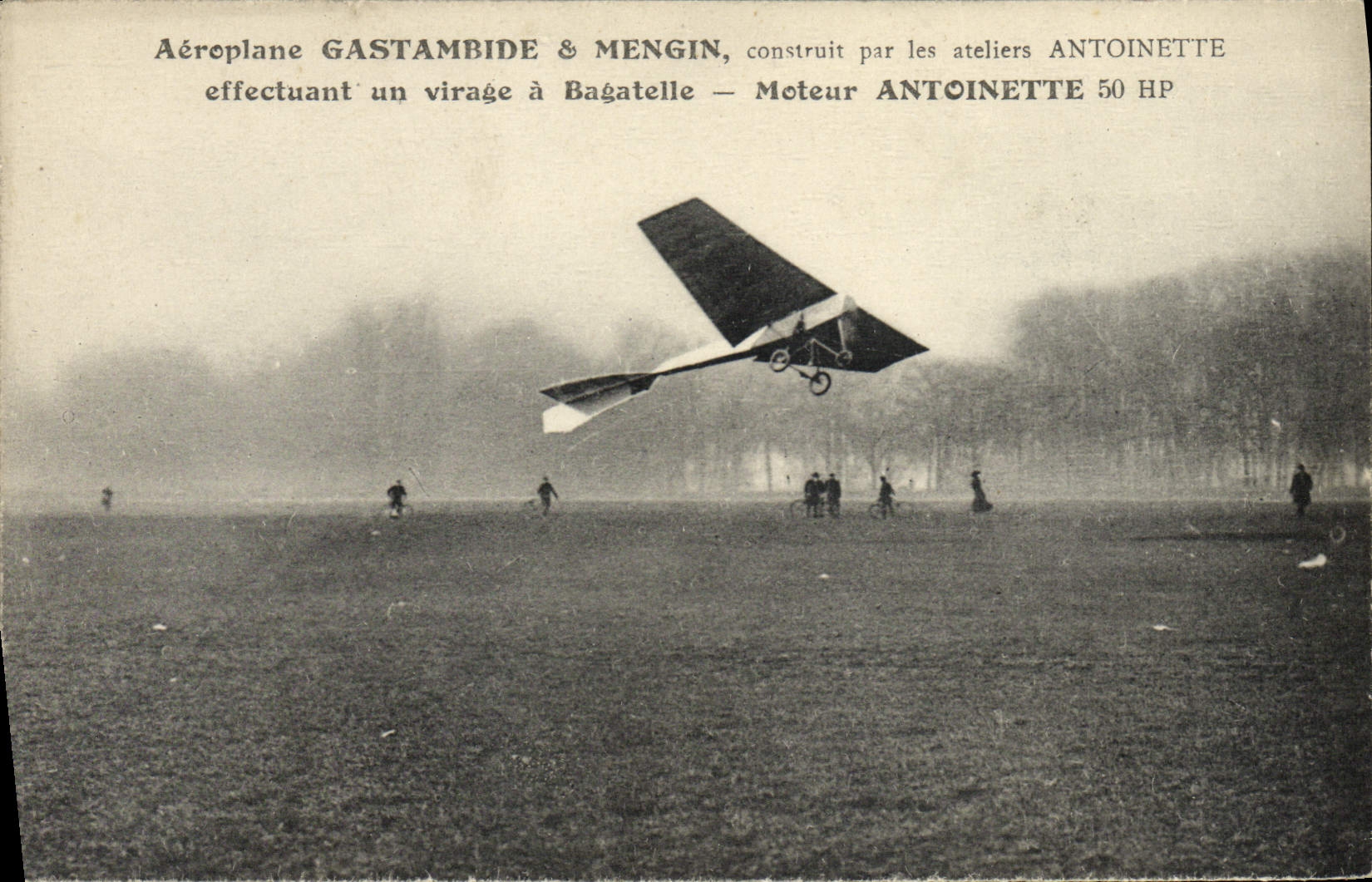 CPA Aviation Avion Aeroplane Gastambide & Mengin effectuant un virage a Bagatelle Moteur Antoinette