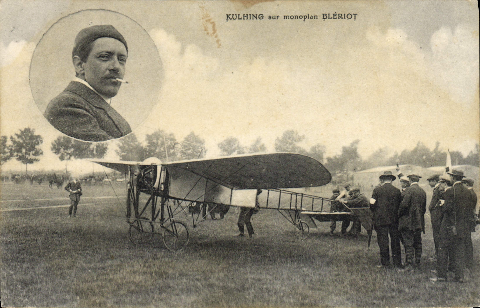 CPA Aviation Avion Kuhling sur monoplan Bleriot 
