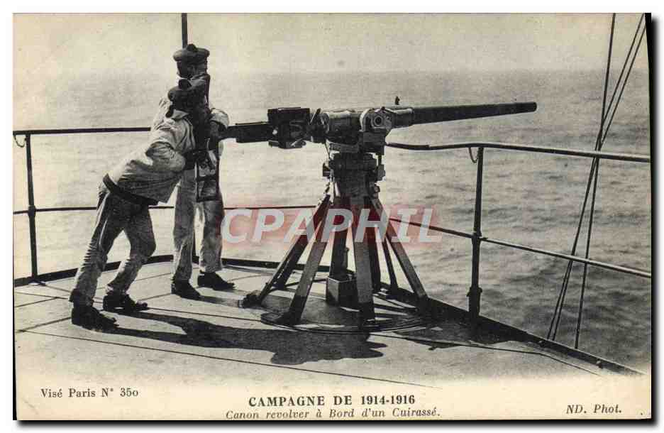 Canon revolver à bord d'un cuirassé — Campagne de 1914-1916 — Visé Paris N° 350