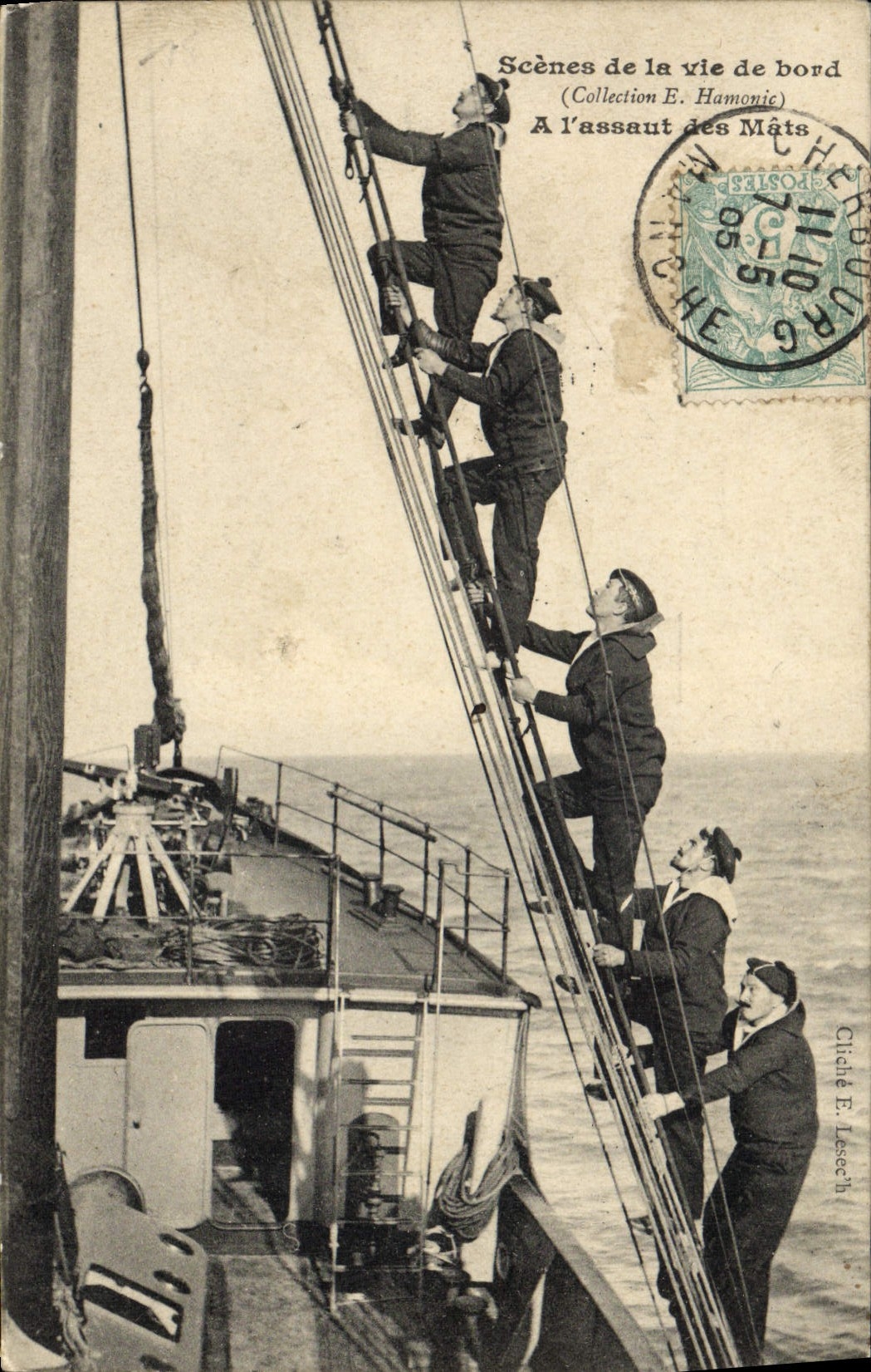 Scènes de la vie de bord — A l'assaut des Mâts — Collection E. Hamonic — Cliché E. Lesech