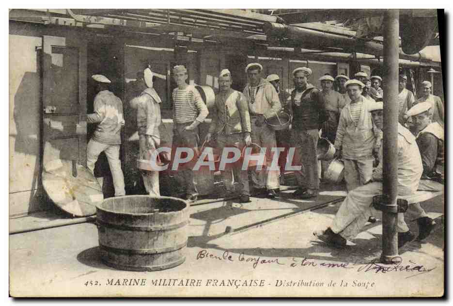 Marine Militaire Française — Distribution de la Soupe — Éditeur : Bien de Bonjour, n° 452
