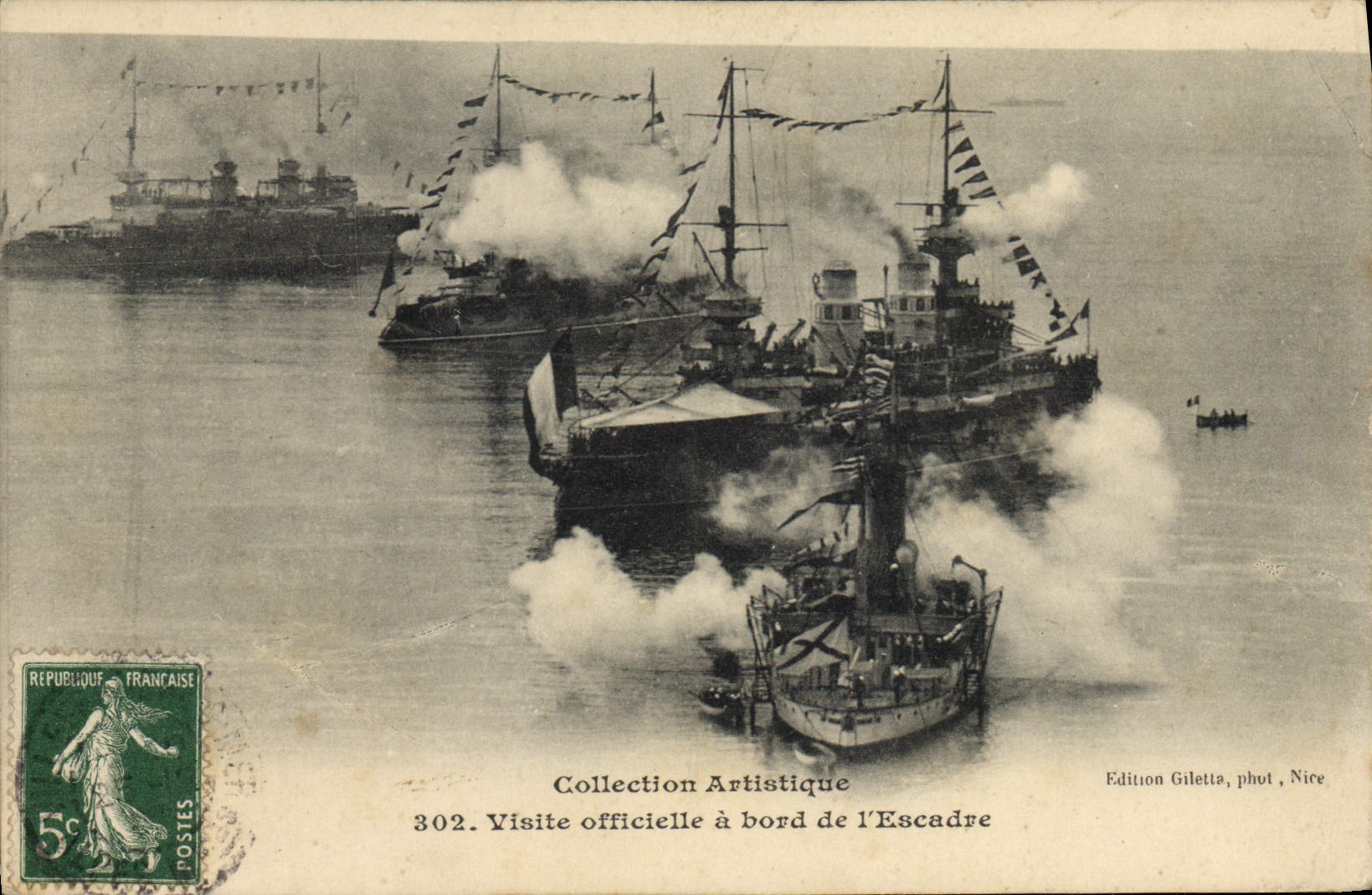 Visite officielle à bord de l'Escadre — Collection Artistique n°302 — Édition Giletta, phot. Nice
