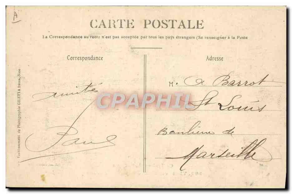 Visite officielle à bord de l'Escadre — Collection Artistique n°302 — Édition Giletta, phot. Nice — Verso
