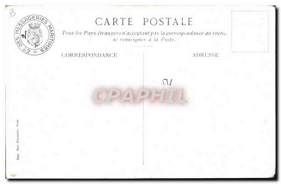 CPA Illustrateur Gervese Croquis d'escale Messageries Maritimes Port Said Une pointe dans le desert Egype  — Rückseite