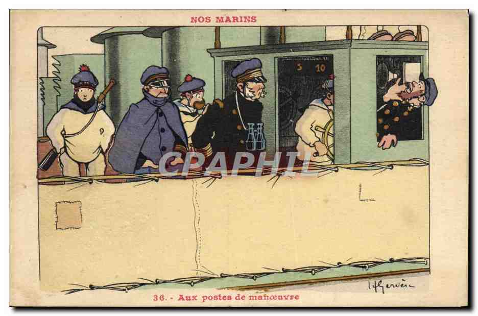 CPA Illustrateur Gervese Nos marins Aux postes de manoeuvre