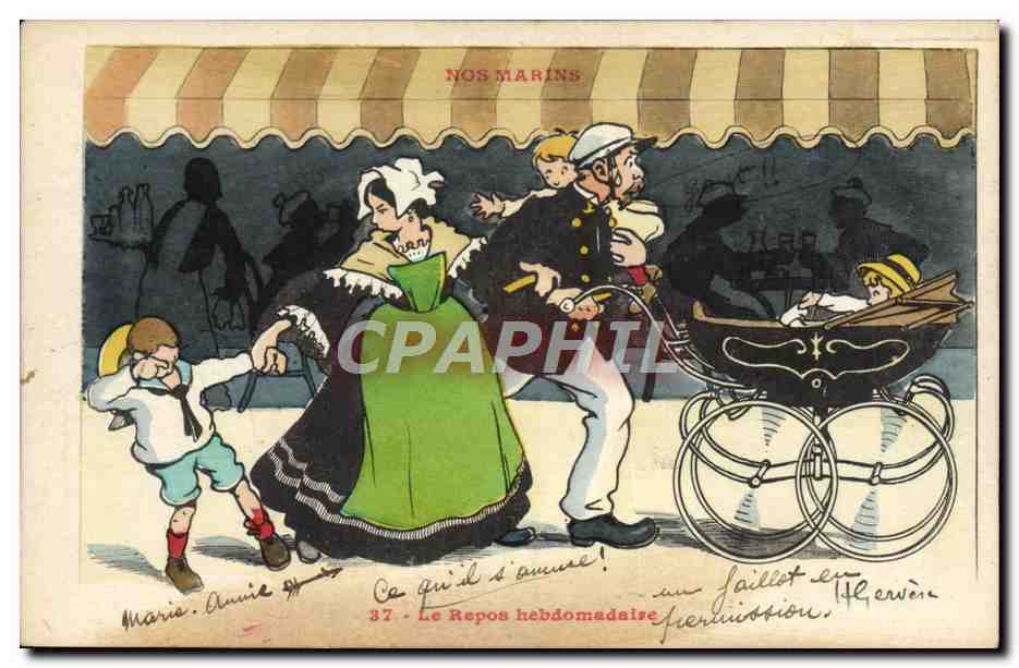 Nos marins — scène de famille avec marin, femme et enfants — édition Le Repos hebdomadaire n°37