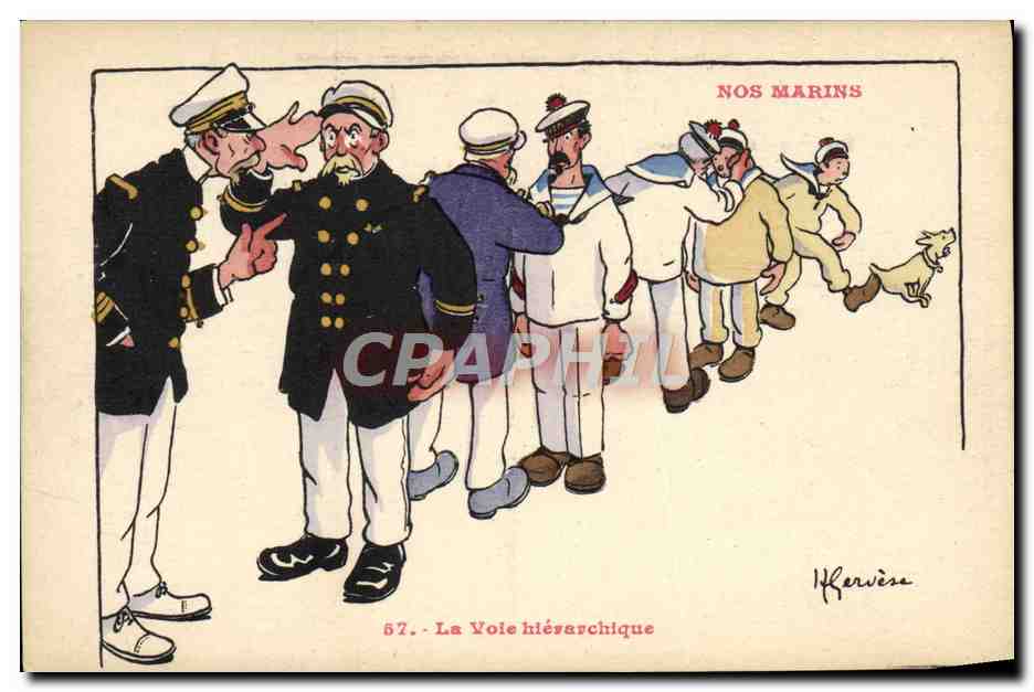 CPA Illustrateur Gervese Nos marins La voie hierarchique 
