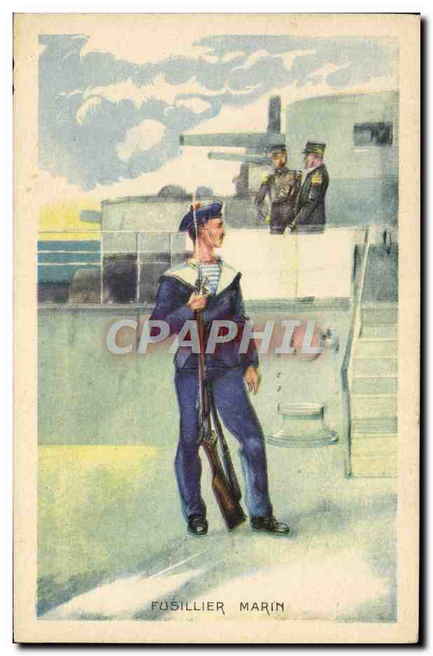 CPA Bateau Guerre Fusillier Marin 