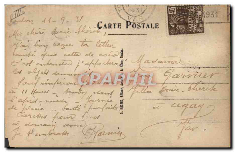 La Marine Française — caricature d'un marin et d'un homme en tenue civile — G. LARTAUD, Éditeur, La Chose, N° 11 — Verso