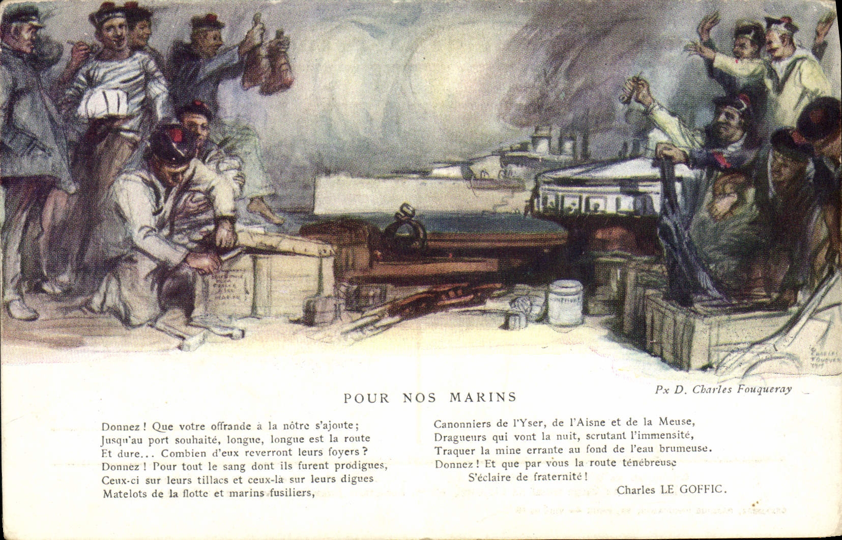 CPA Bateau Guerre Pour nos marins Charles Fouqueray 