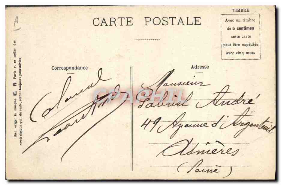 Nos braves marins — E.R., Paris (Modèle déposé n° 92) — Verso