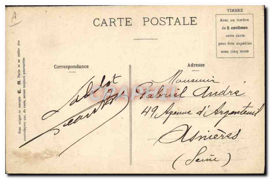 Visite d'un cuirassé - Une indiscrète !!! — Nos Braves Marins - E.R., Paris, Modèle déposé n° 92 — Verso