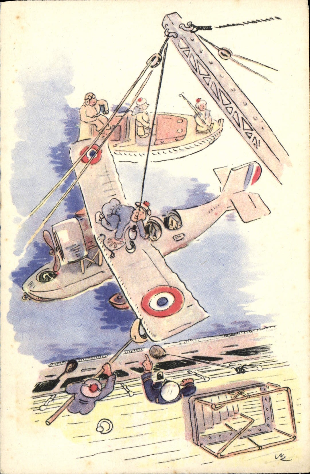 CPA Bateau Guerre Marin aviateur Avion Hydravion Avion